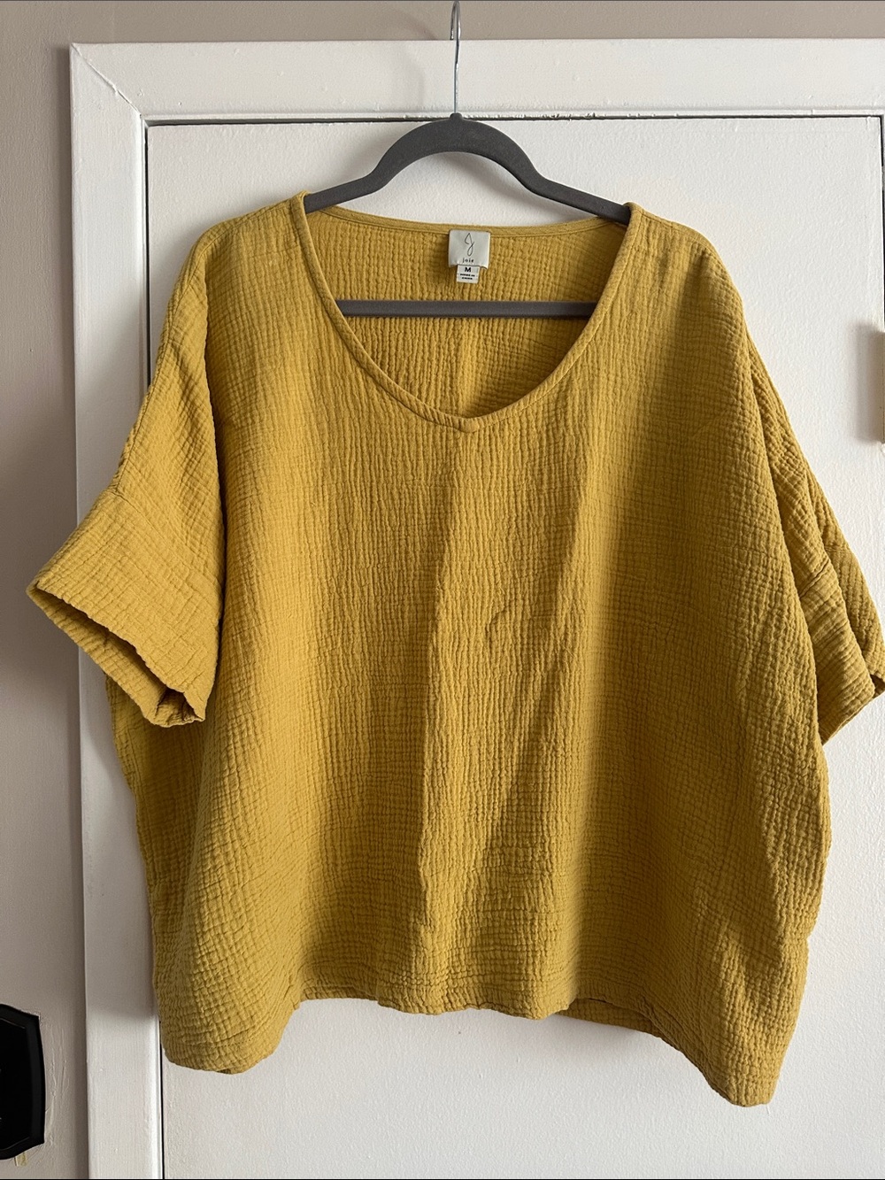 Joie Mustard Textured V-Neck Top